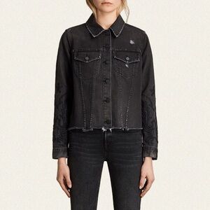 All Saints Philly Embroidered Denim Jacket